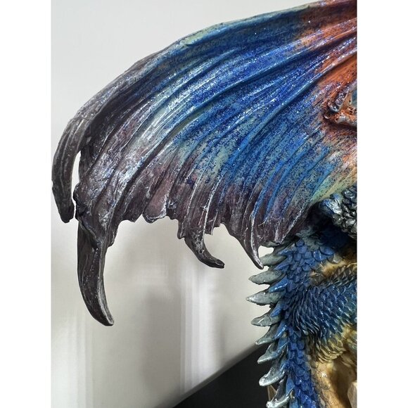 Magic Mystical Blue Dragon Climbing on Crystal Rock Collectible 14" Figurine - Picture 10 of 16